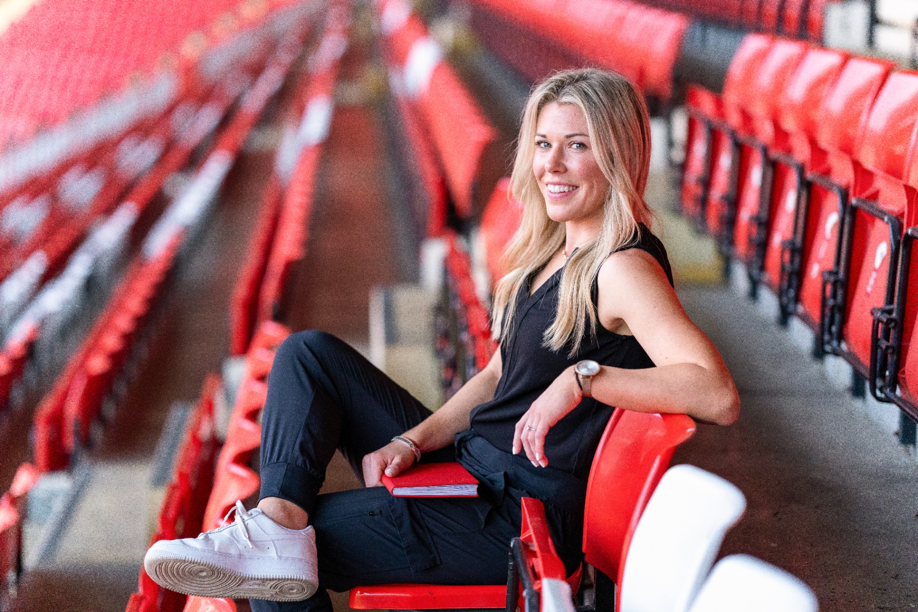Elle' Nelson at a football stadium